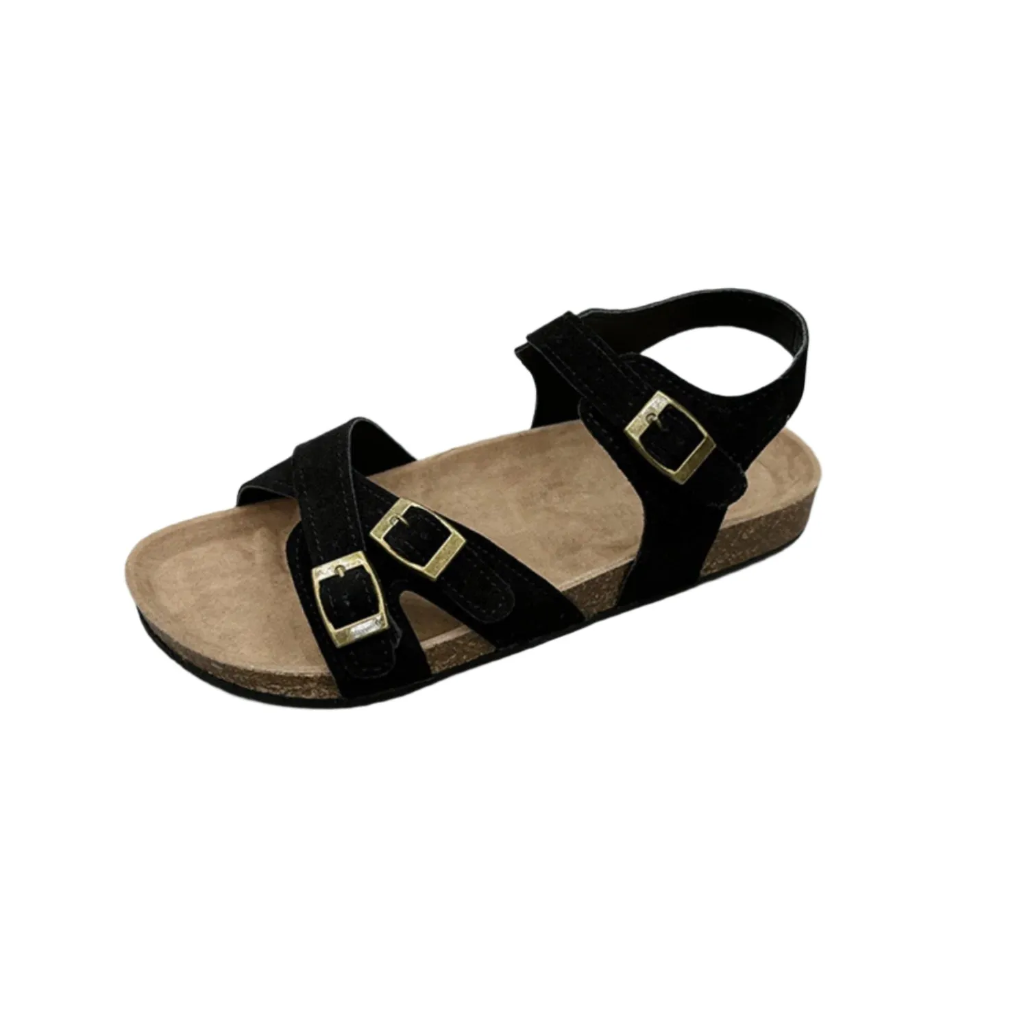 Open Toe Flat Buckle Sandals