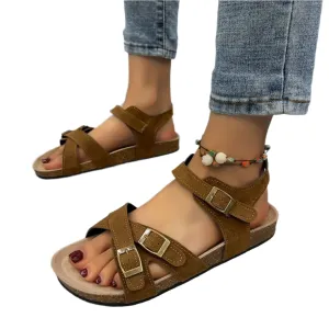 Open Toe Flat Buckle Sandals