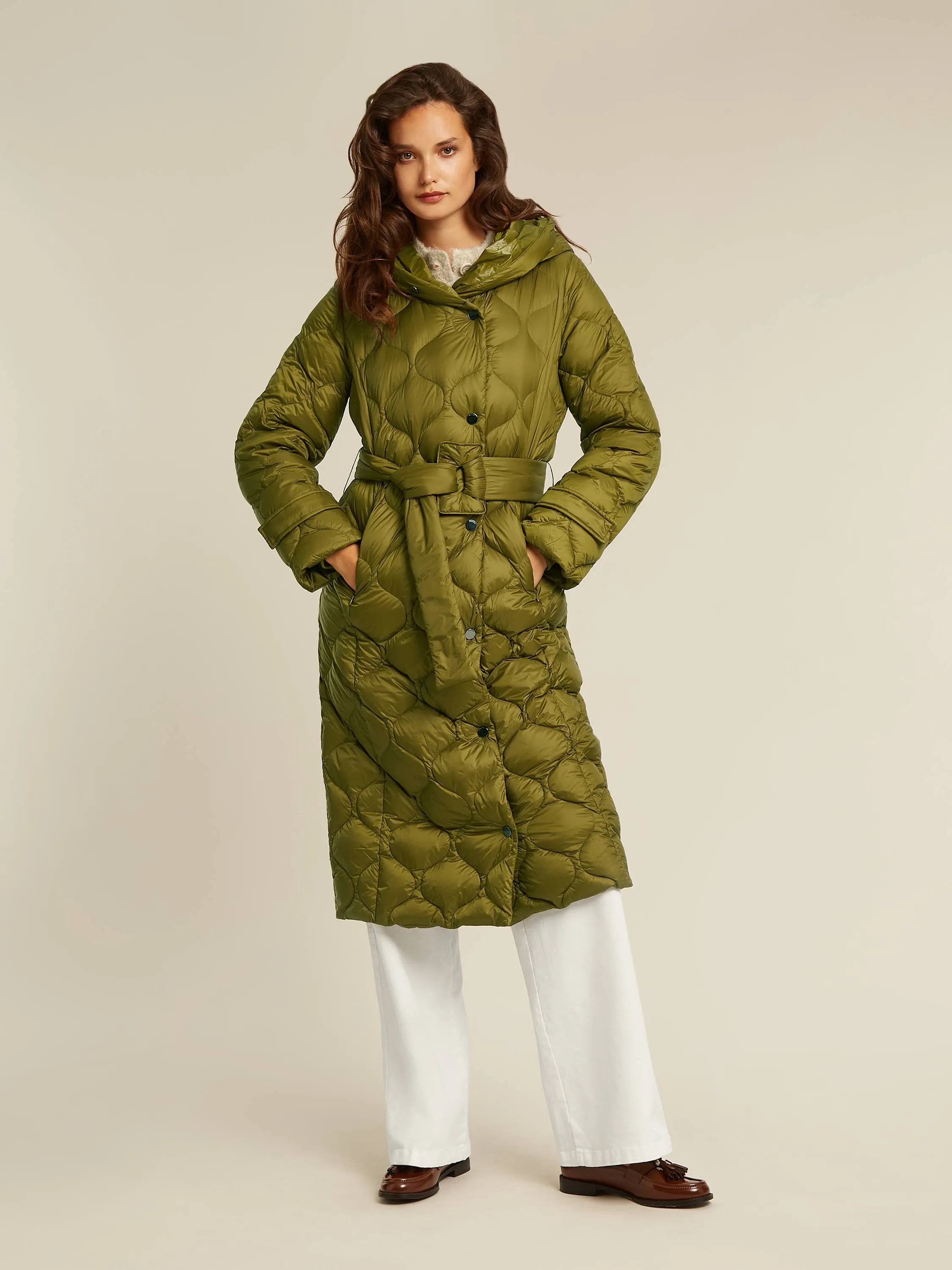 Orelia long coat - Bronze green