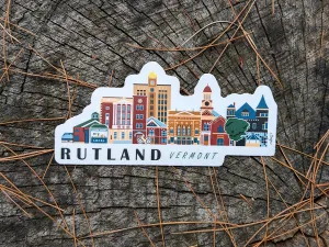 Rutland Vermont Cityscape Waterproof Sticker