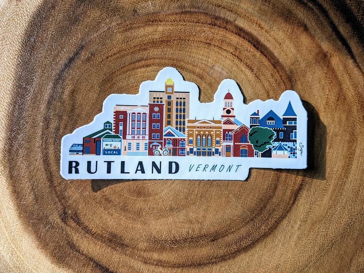 Rutland Vermont Cityscape Waterproof Sticker