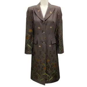 Sies Marjan Brown Floral Jacquard Coat