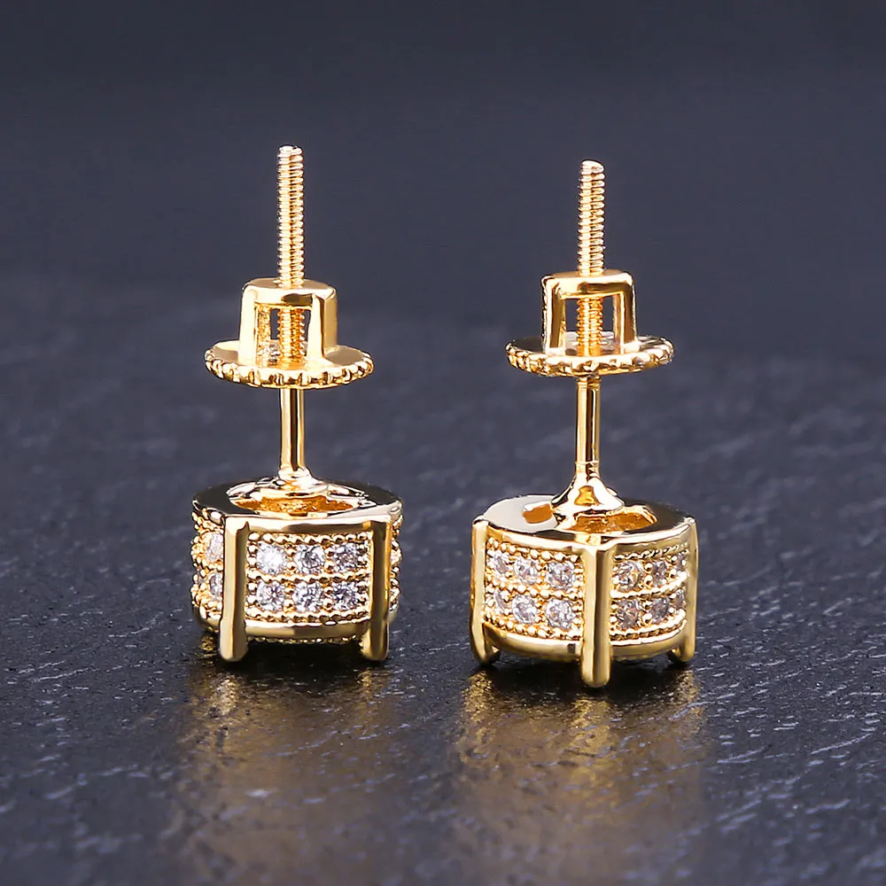 Sterling Silver Round Diamond Stud Earrings for Men