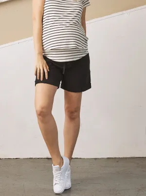 Summer Cotton Maternity Shorts in Black