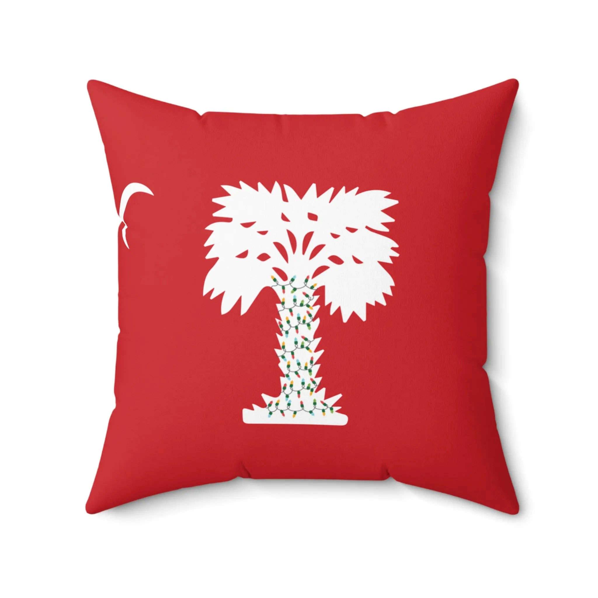 The Citadel, Big Red Holiday Lights, Spun Polyester Square Pillow