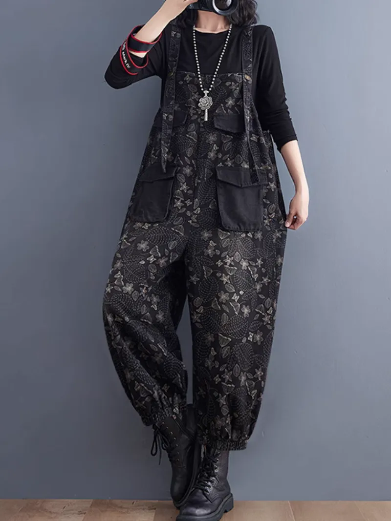 Women’s Casual Fashion Stylish Printed Dungarees