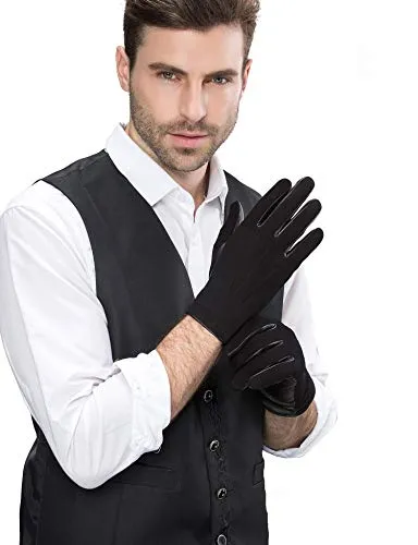 YISEVEN Men's Winter lambskin Suede Leather Gloves